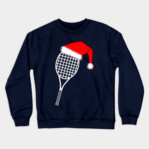 White Tennis Racket Santa Hat Crewneck Sweatshirt by Barthol Graphics